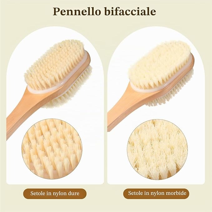 Spazzola per Schiena con Manico Lungo 43cm – Uso Secco e Bagnato