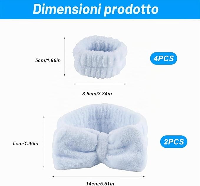 Set 6 Polsini Assorbenti per Lavaggio Viso e Capelli