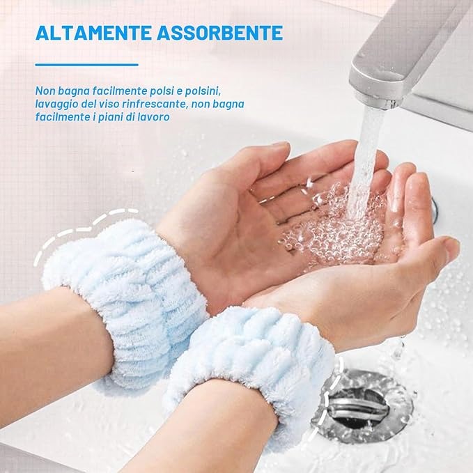 Set 6 Polsini Assorbenti per Lavaggio Viso e Capelli